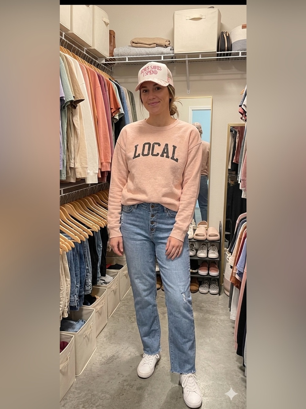 3 pc LOCAL Pink Crewneck, Wetherly Denim and NWT Hat